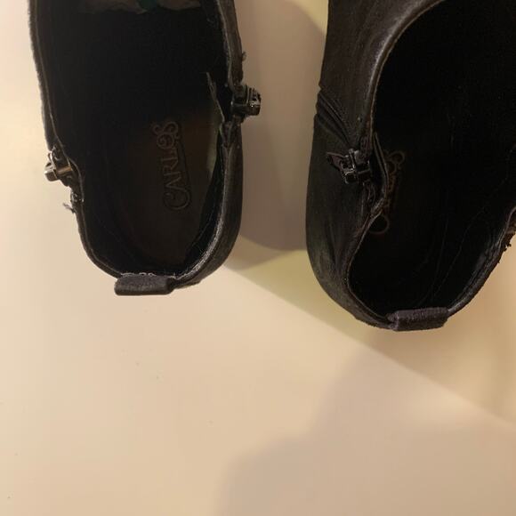 Carlos Santana 7.5 Brie Black Suede Ankle Boots Booties Block Heel Zip Boho - Picture 6 of 13